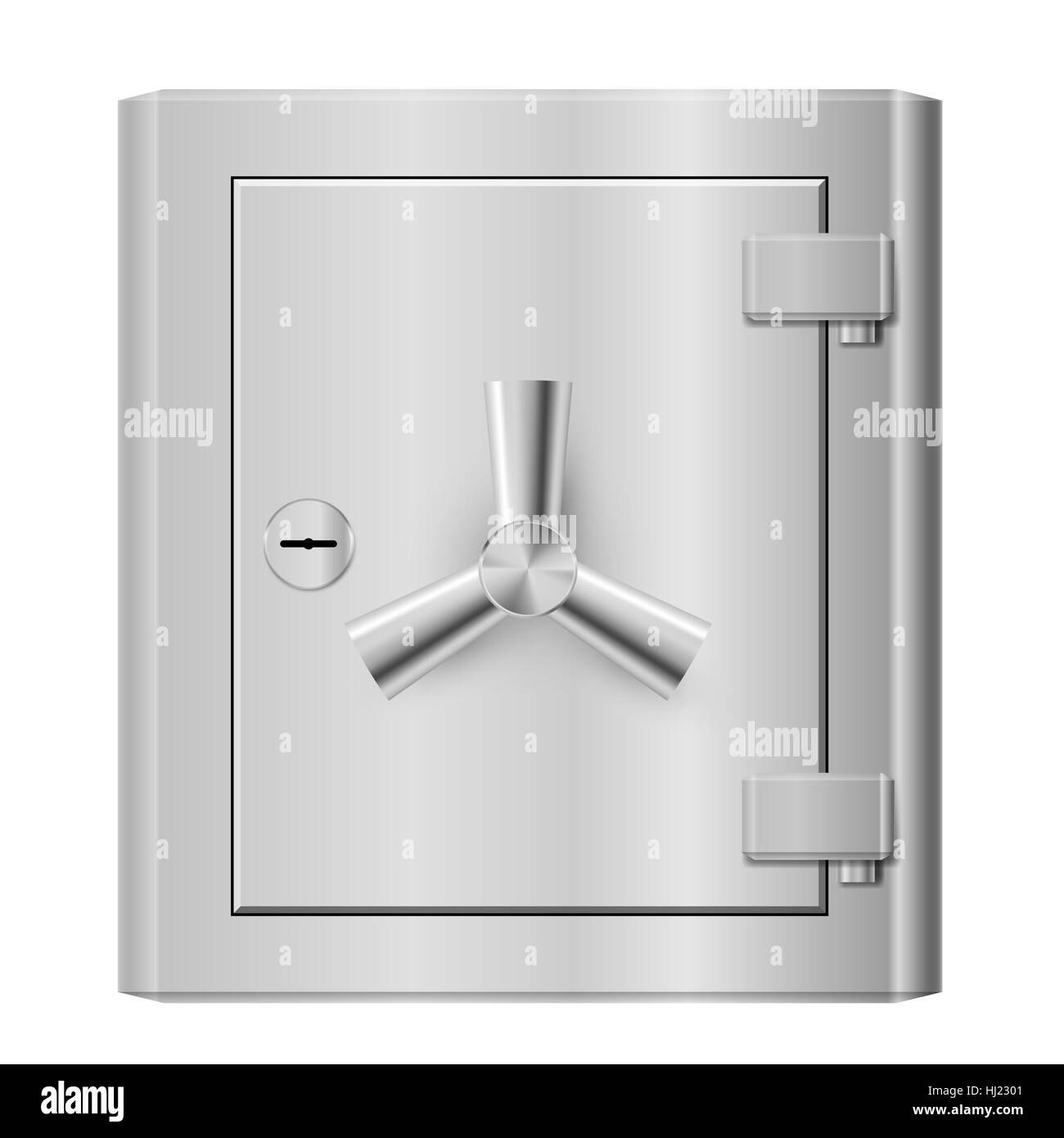 Cassaforte in acciaio. Immagine su sfondo bianco per la progettazione Foto Stock