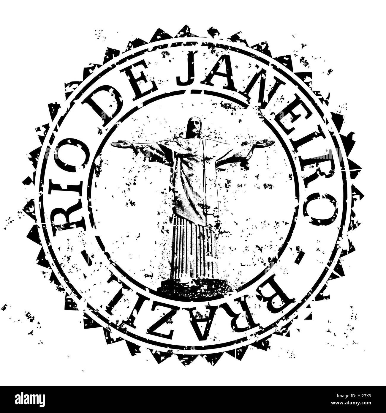 Illustrazione Vettoriale del singolo isolato Rio de Janeiro icona timbro Foto Stock