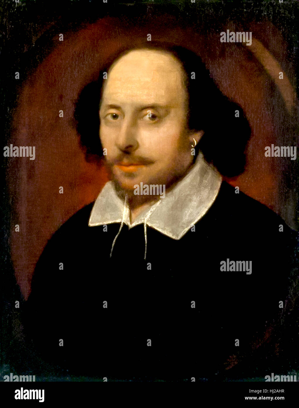 William Shakespeare (1564-1616), la pittura ad olio attribuito a John Taylor (c.1585-1651), dipinto circa 1610. Foto Stock