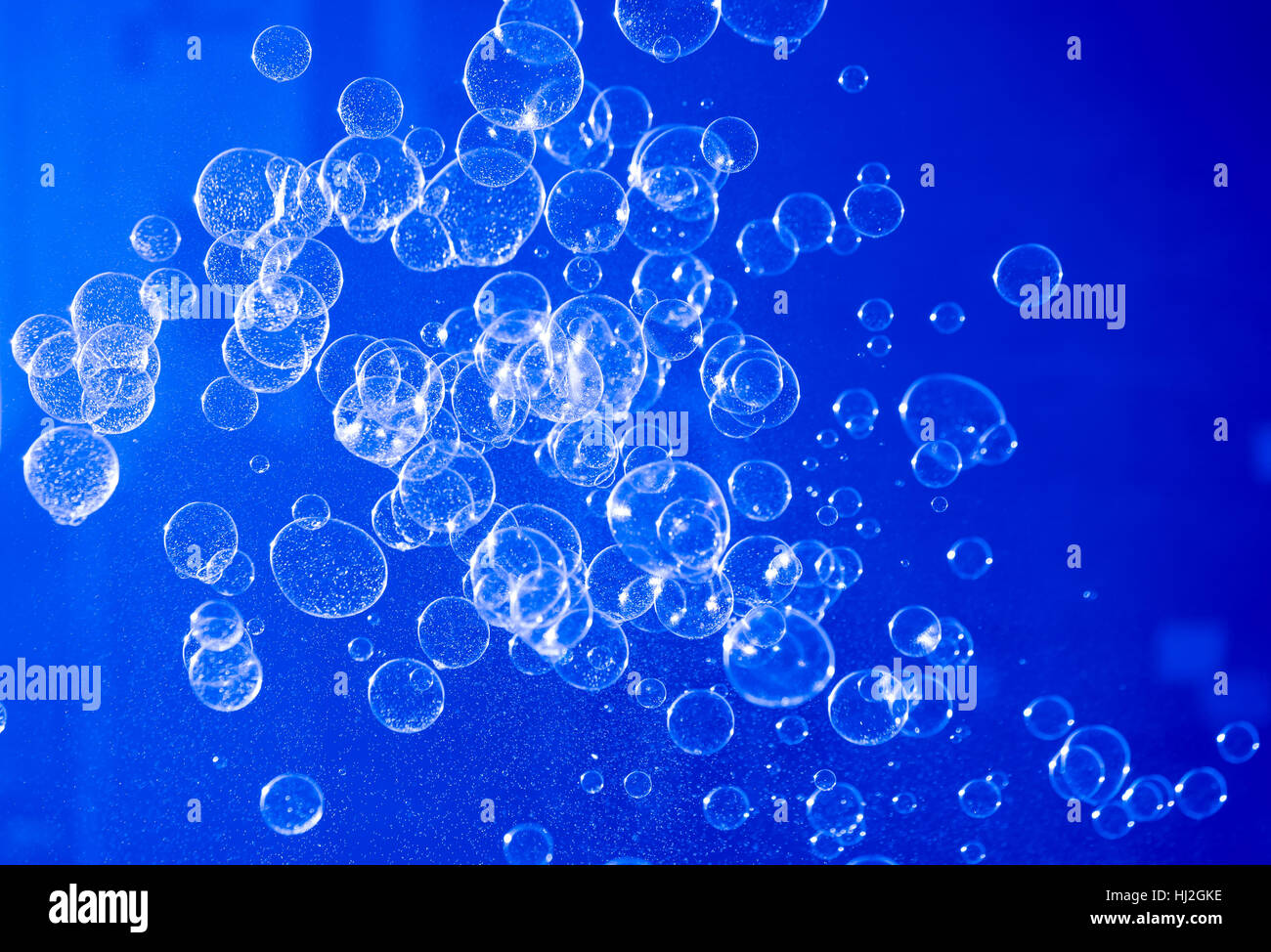 Bolle di sapone in aria Foto Stock