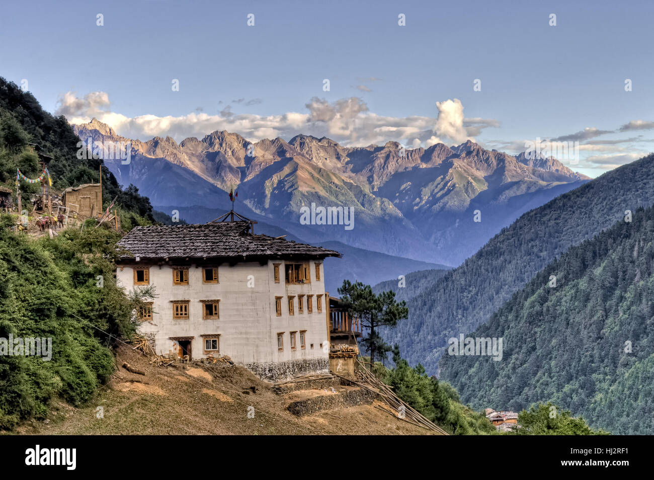 Casa, costruendo, viaggi, hill, Asia, cloud, sunrise, tradizionale, Cina, home, Foto Stock