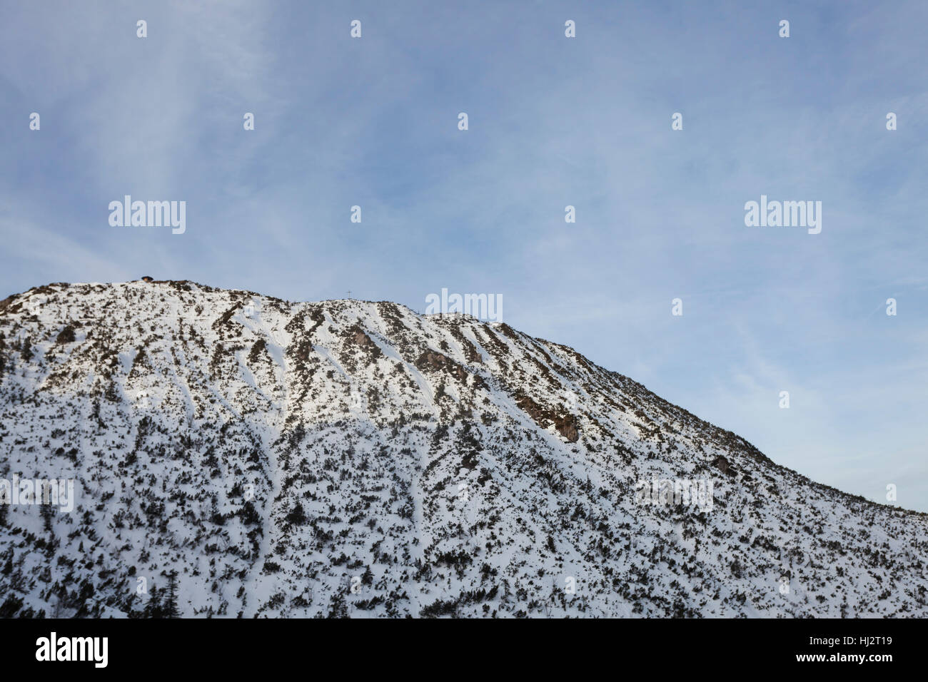 Tree Hill, inverno freddo, cloud, alpi, summit, croce, Europa, punta, picco, Foto Stock