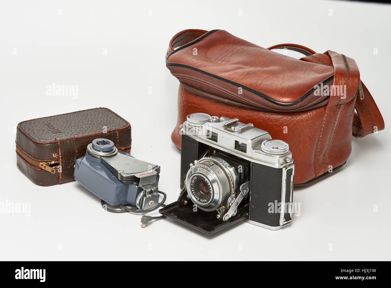 Agfa Super Solinette, Germania, 1953-57, 35 mm pellicola, Lampadina flash Ricoh, Ansco Super Regent, Foto Stock