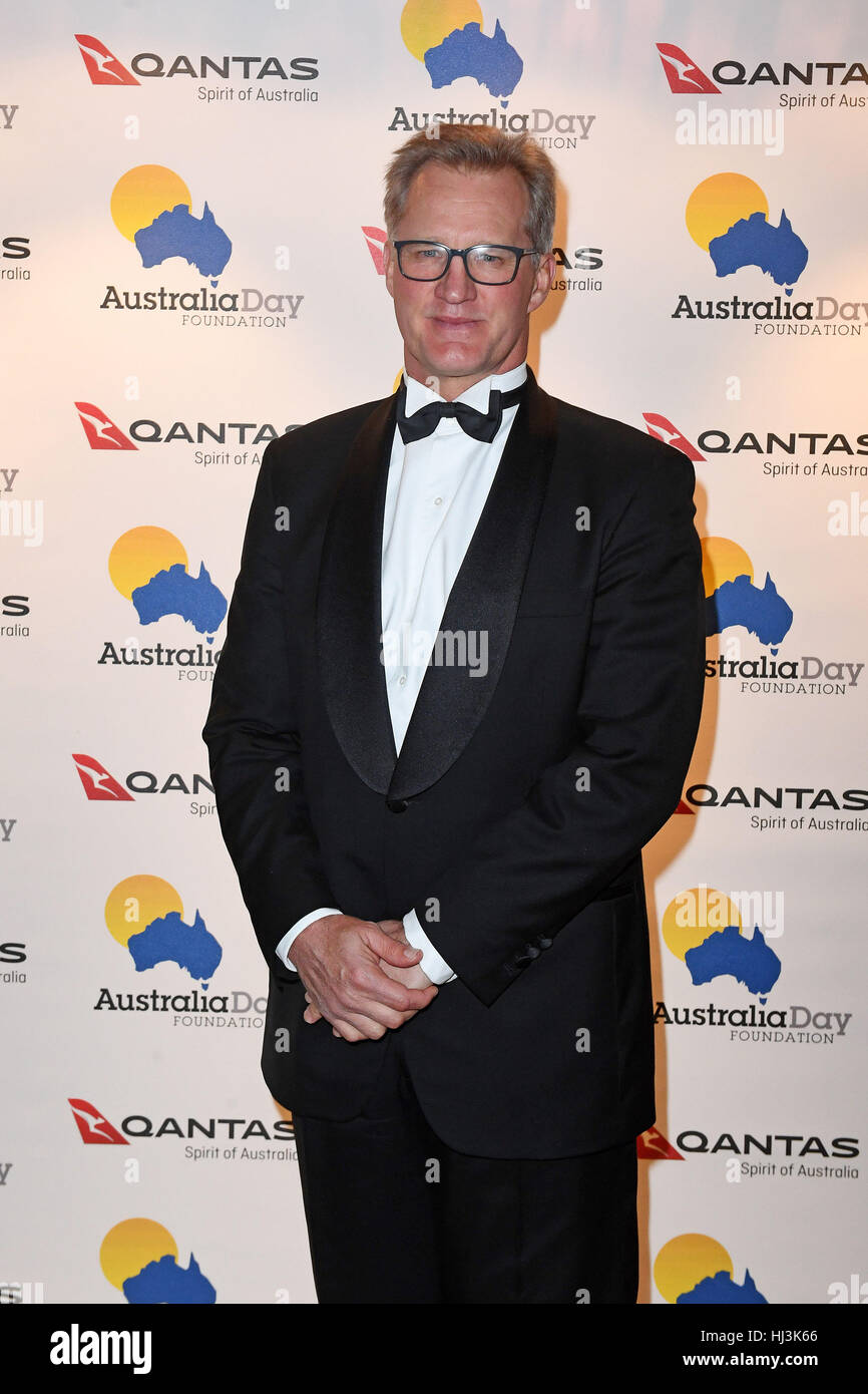 Michael Lynagh arriva in Australia Day Foundation Cena di gala in Australia House di Londra. Foto Stock