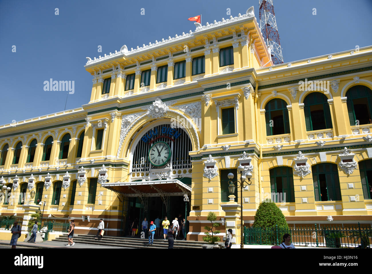 Post Office edificio, progettato da Gustave Eiffel, Ho Chi Minh City, Vietnam Foto Stock