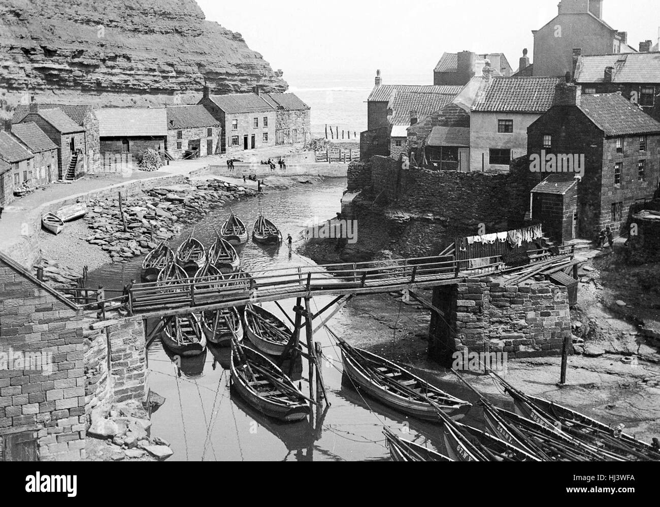 Staithes porto costa nord est dello Yorkshire Regno Unito 1896 Foto Stock