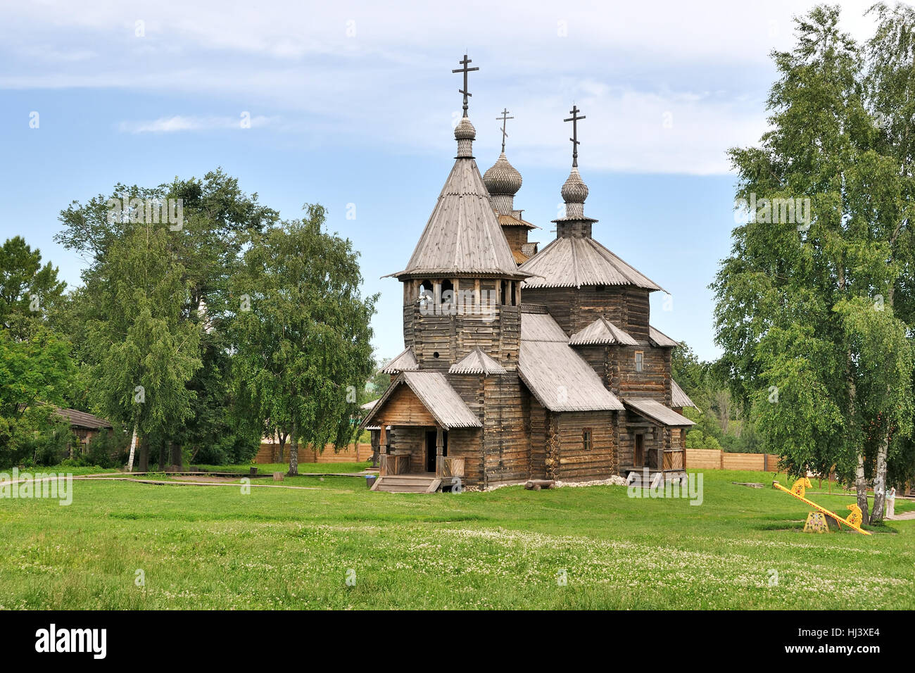 La chiesa in legno della risurrezione di Cristo nel Museo di architettura in legno a Suzdal, Russia Foto Stock