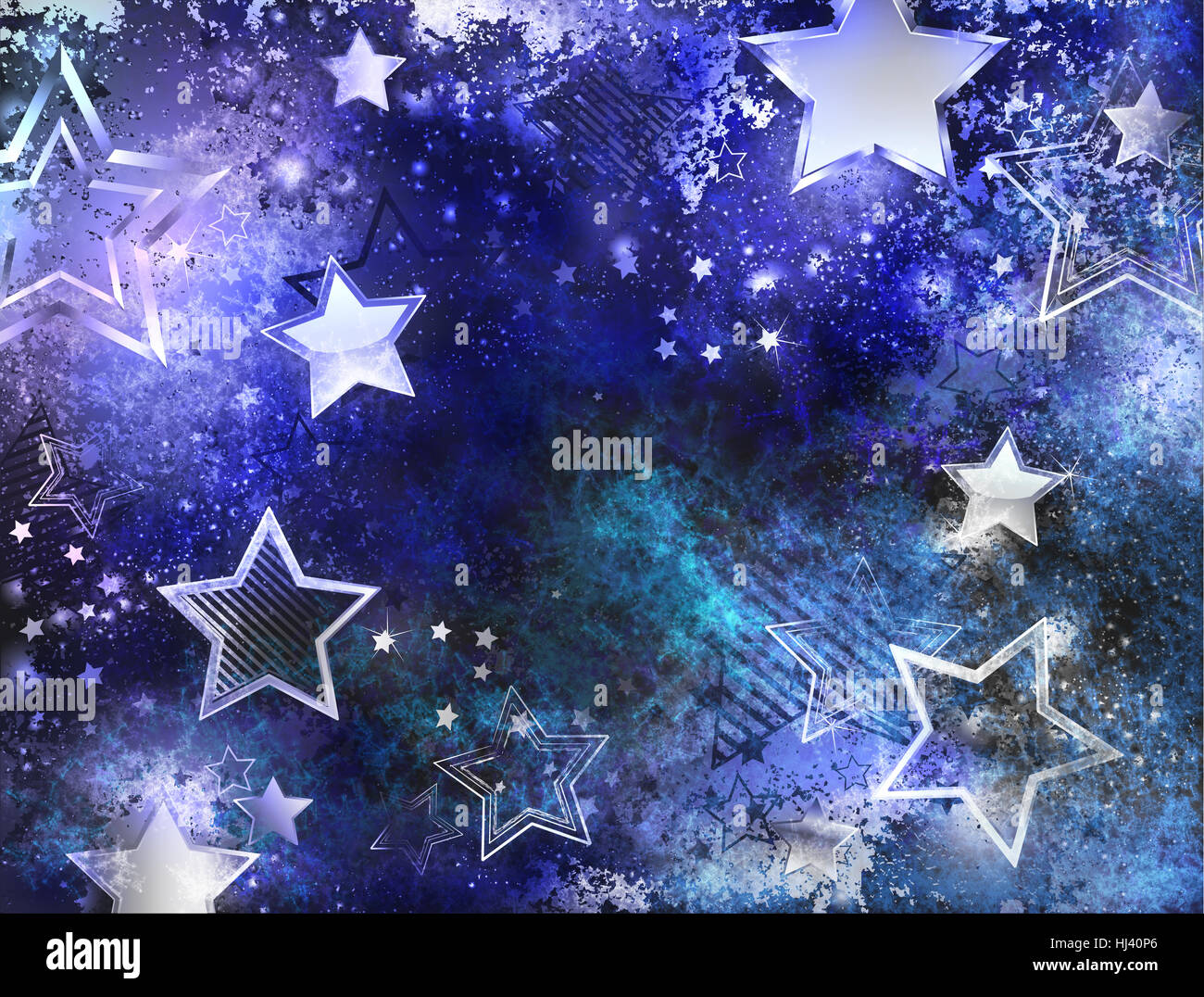 Spazio sfondo blu con le stelle Foto Stock