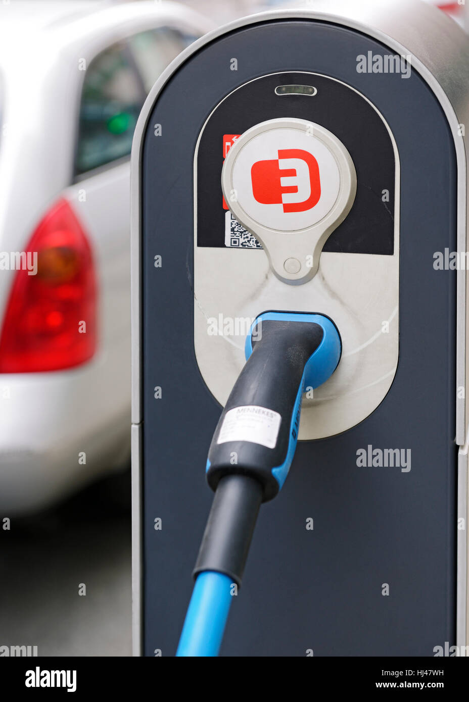 Auto elettrica stazione di ricarica, Lubiana, Slovenia. Foto Stock