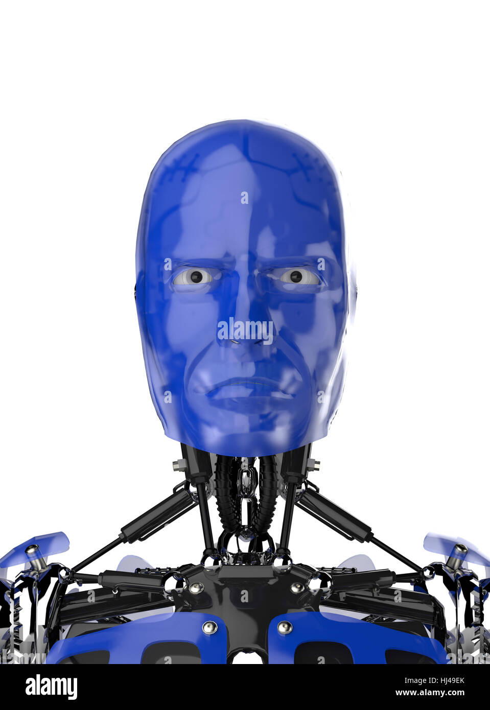 Faccia di cyborg - blu Foto Stock