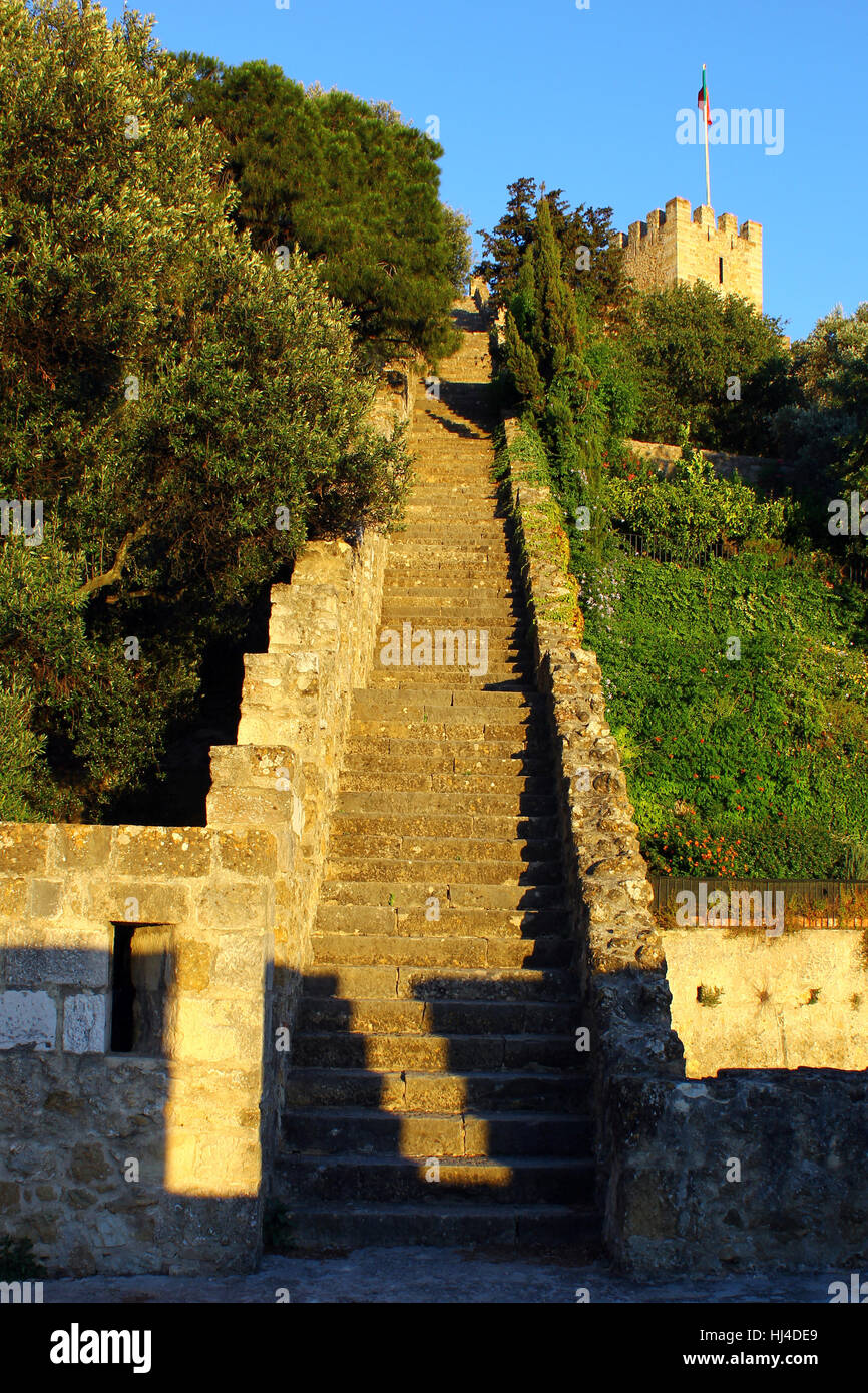Torre, parete, Portogallo, fortezza, fortificazione, Lisbona, George, castello, Foto Stock