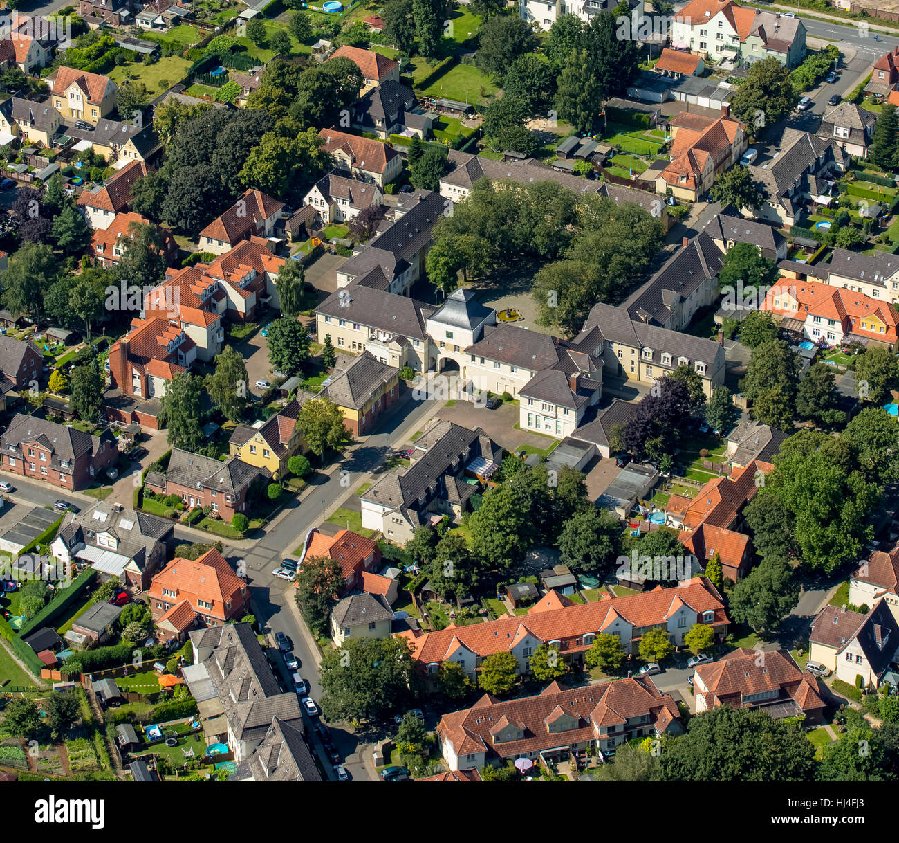 I minatori' insediamento Fürst Leopold, storico lavoratori' insediamento, colliery case, Dorsten-Hervest, Dorsten, distretto della Ruhr Foto Stock