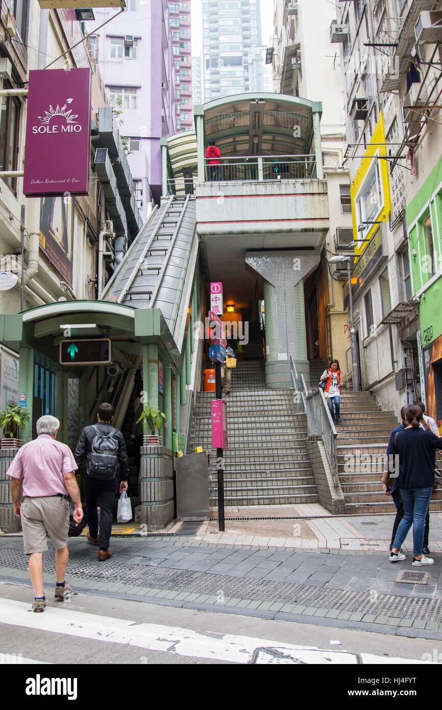 La Centrale Mid-Levels escalator in Hong Kong Foto Stock