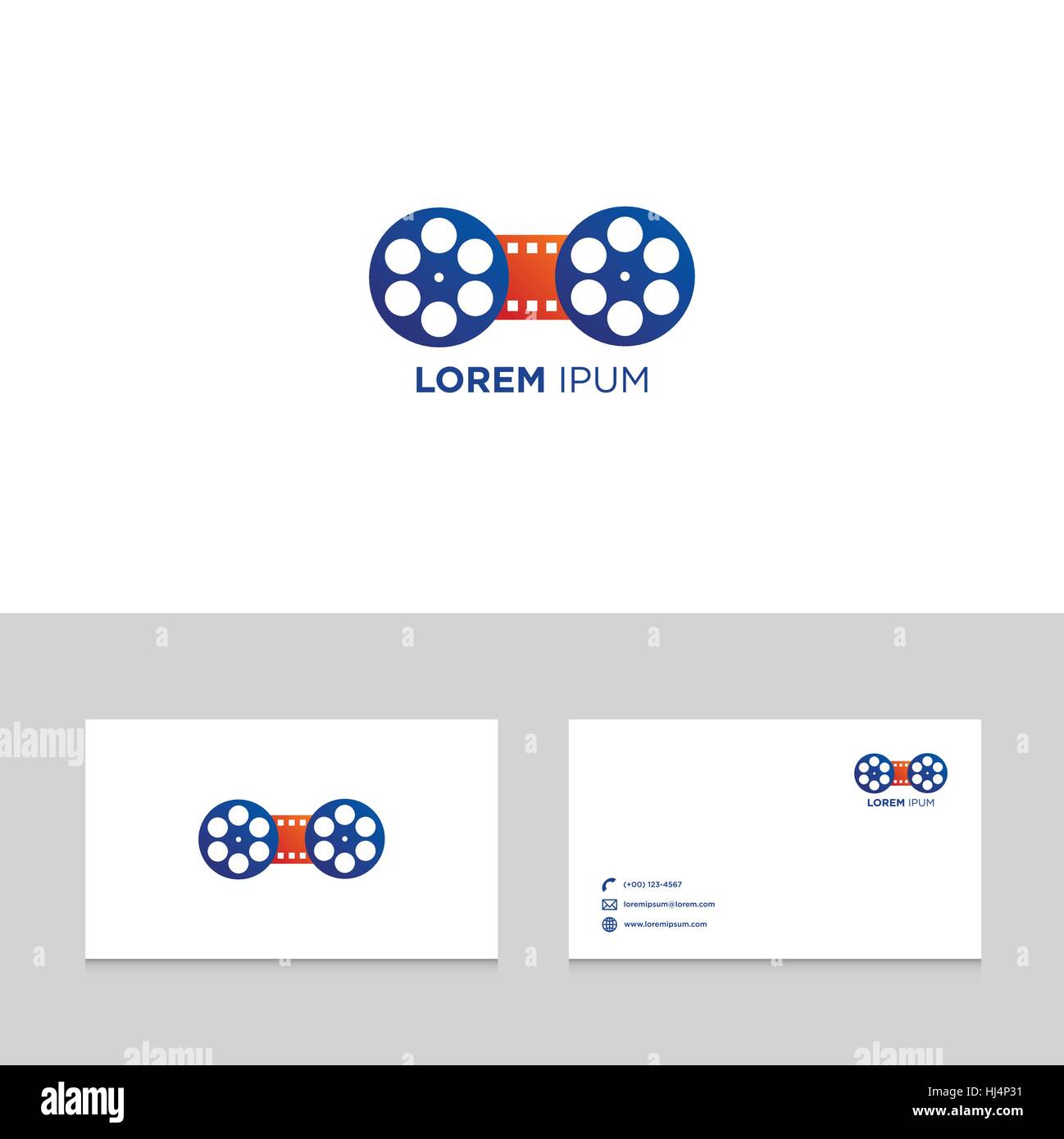 Logo design elementi con business card template, film aspo, astratto simbolo moderno, illustrazione vettoriale Illustrazione Vettoriale