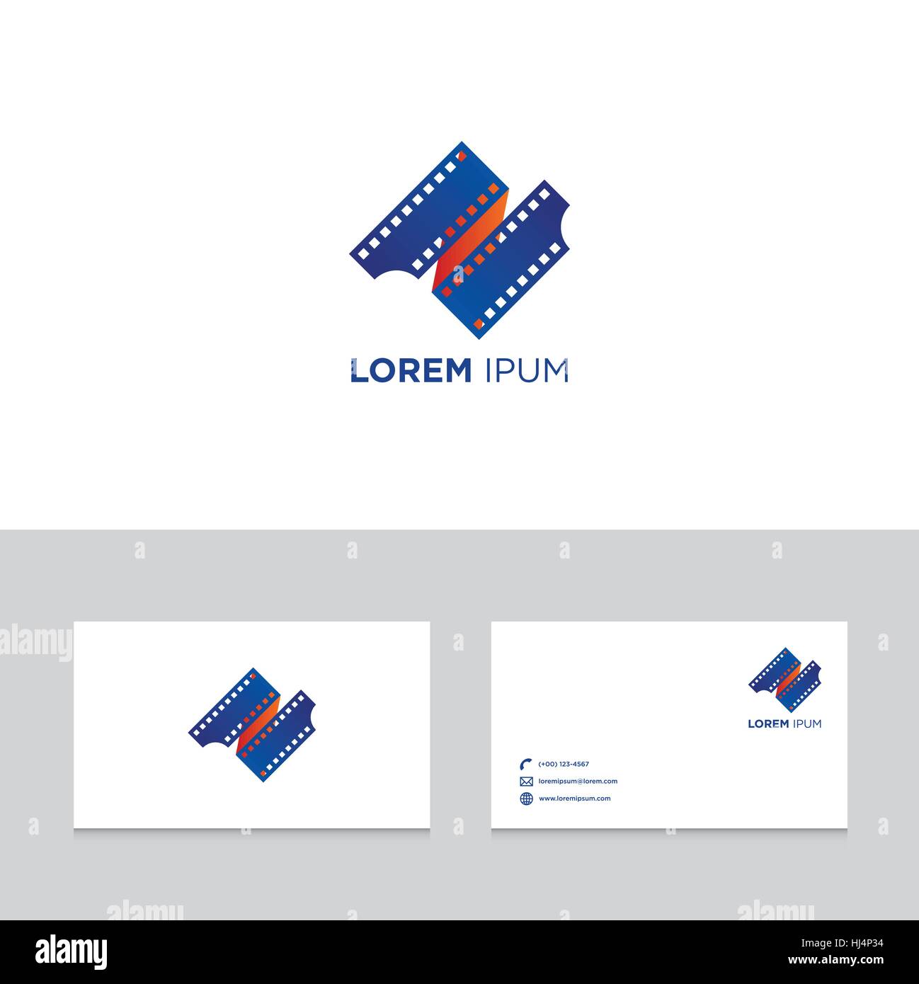 Logo design elementi con business card template, film aspo, astratto simbolo moderno, illustrazione vettoriale Illustrazione Vettoriale