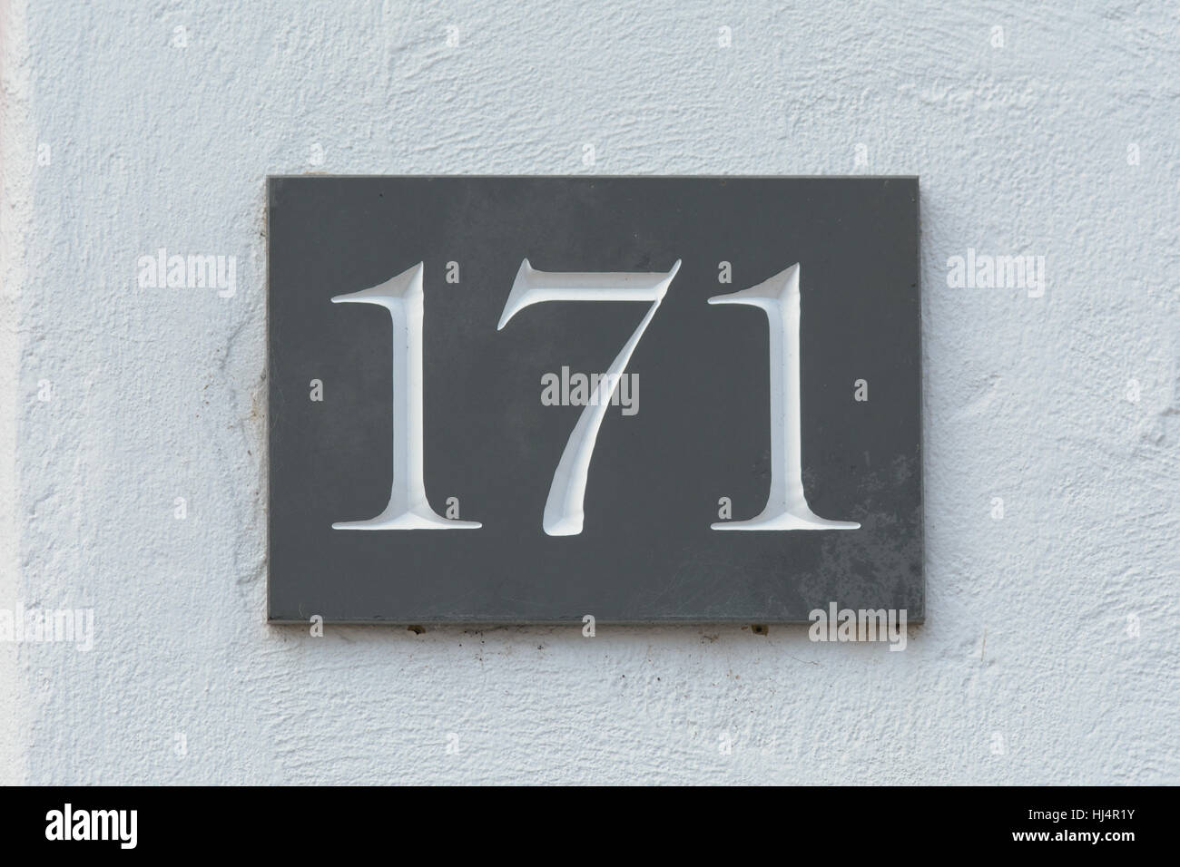 Numero civico 171 segno sulla parete Foto Stock