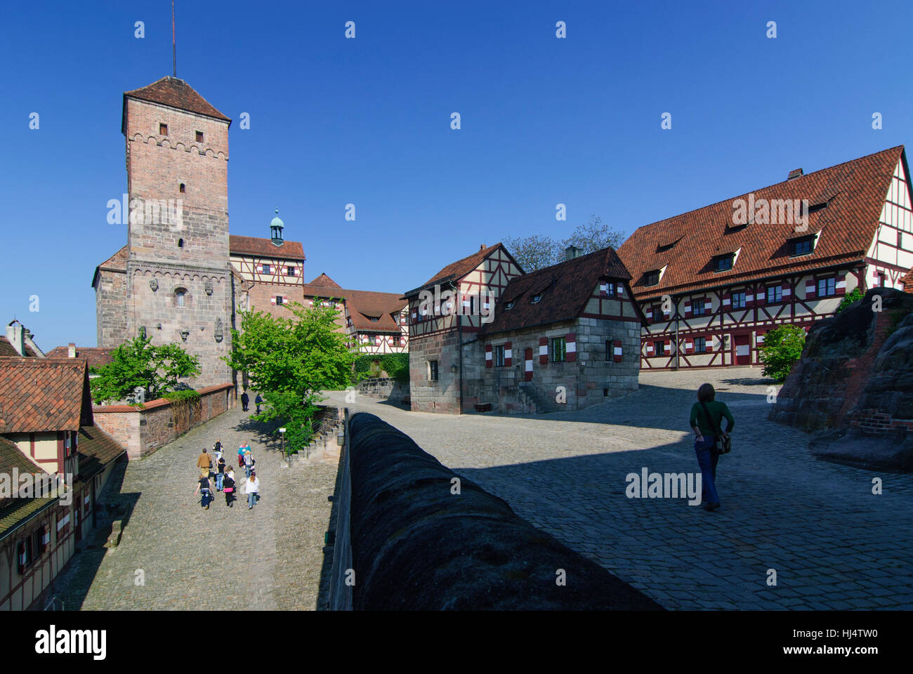 Nürnberg, Norimberga: il castello imperiale; torre di Moro, Mittelfranken, Media Franconia, Baviera, Baviera, Germania Foto Stock