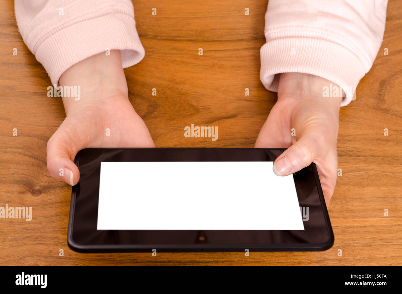Mano, mani, digitale portatile, computer, computer, rete, donna, ufficio, Foto Stock