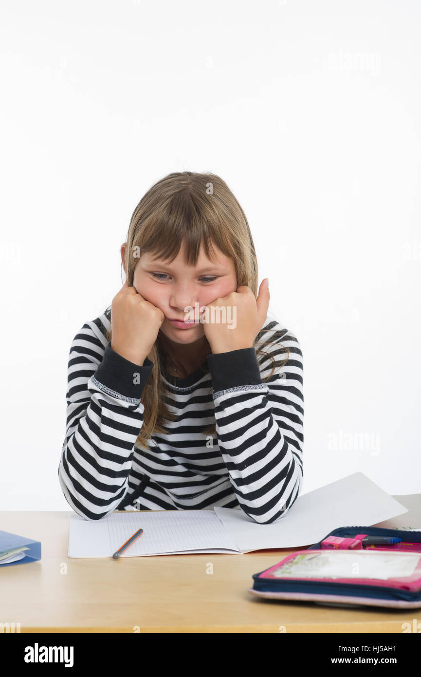 Schoolchild non ha alcun desiderio di imparare Foto Stock