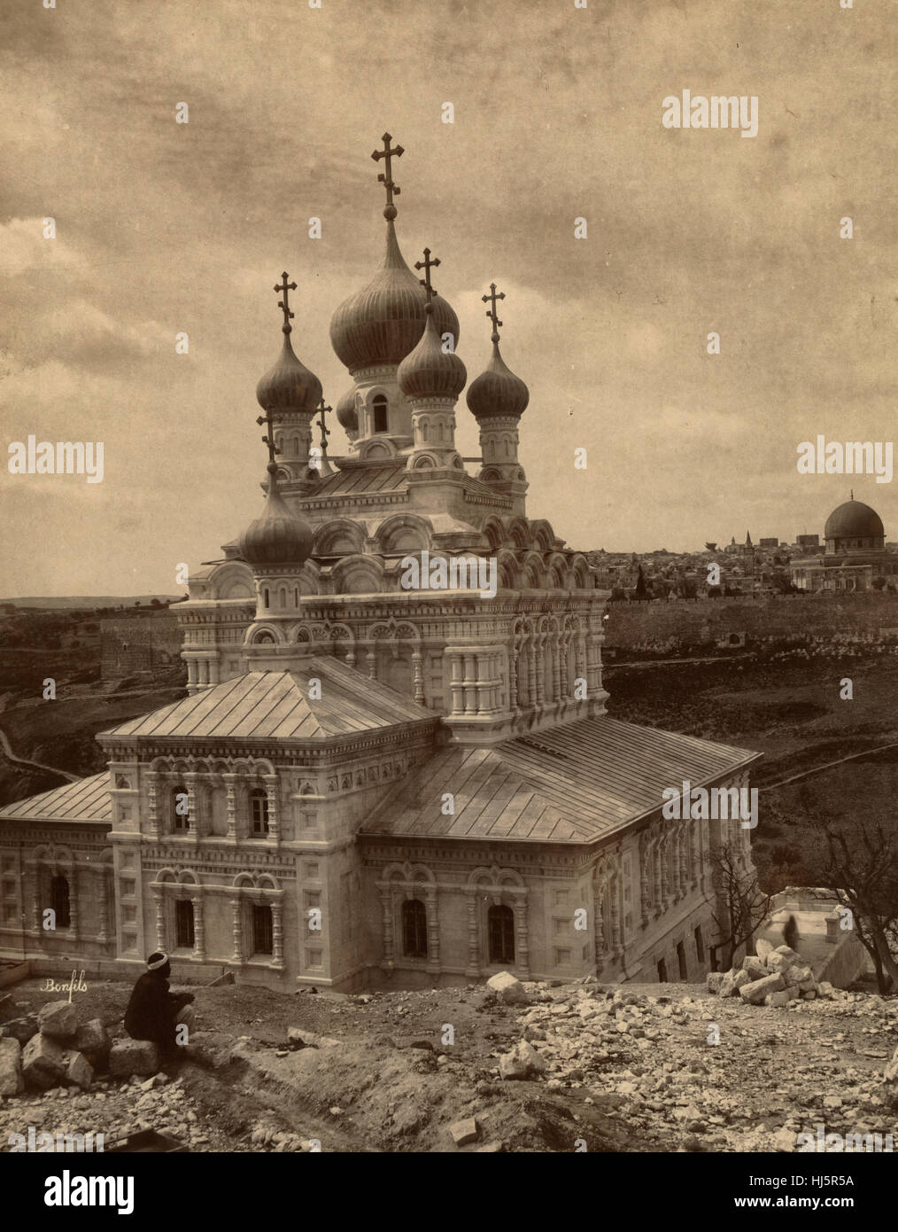 Eglise russe sur le mont des Oliviers chiesa russa sul monte degli Ulivi, circa 1890 Foto Stock