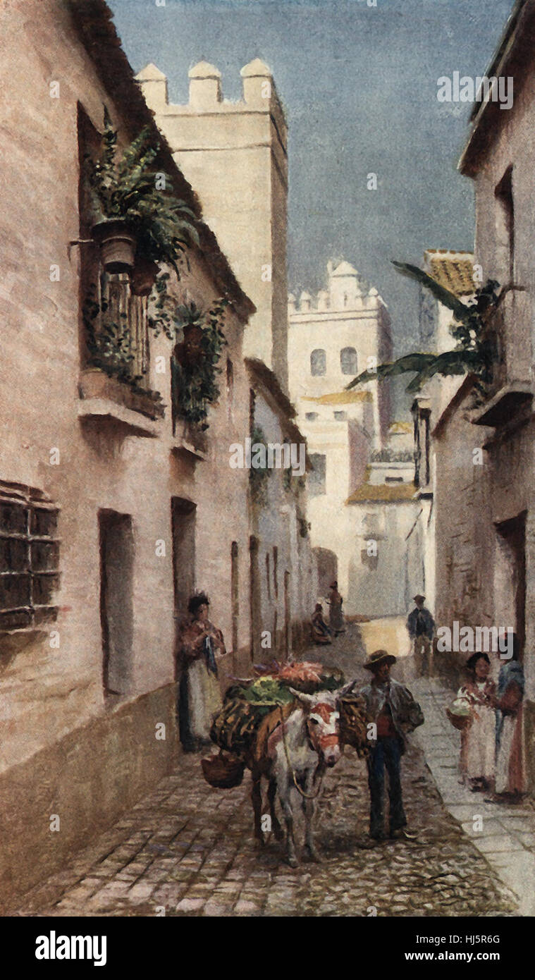 Siviglia - una scena di strada, circa 1910 Foto Stock