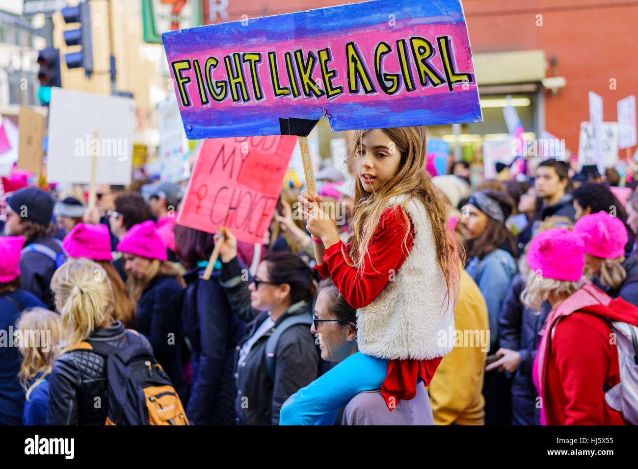 Los Angeles, California, USA. Il 21 gennaio, 2017. Speciale Donne marzo evento e manifestanti il Jan 21, 2017 a Los Angeles, California Credit: Kit Chon Leong/Alamy Live News Foto Stock