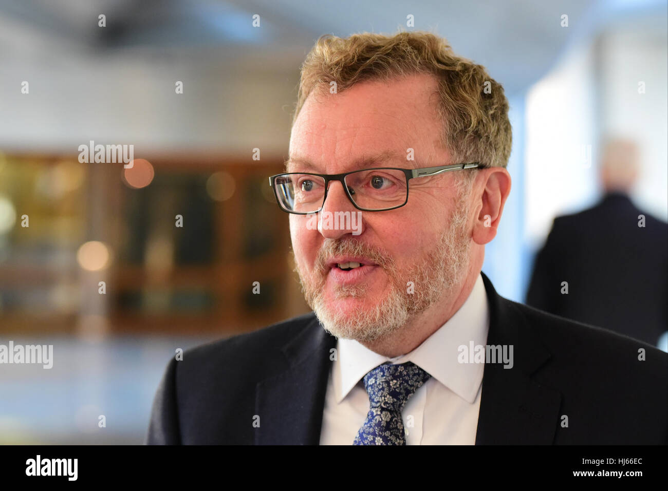 Edimburgo, Scozia, Regno Unito. Il 26 gennaio, 2017. David Mundell, Segretario di Stato per la Scozia nel governo del Regno Unito in visita al parlamento scozzese per riunioni con Scottish Brexit ministro Michael Russell e finanziare il Segretario Derek Mackay, © Ken Jack / Alamy Live News Foto Stock