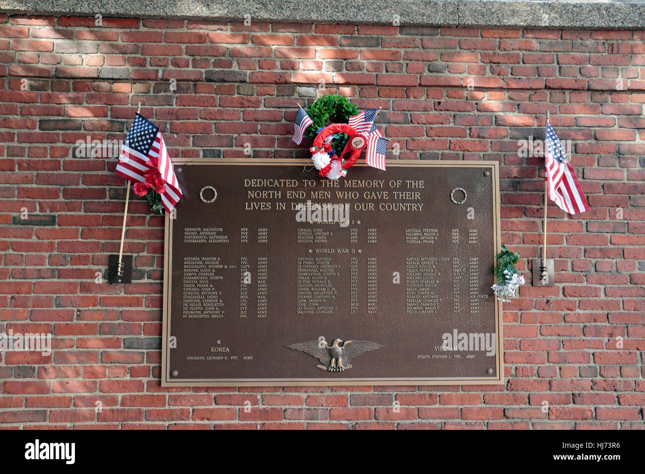 Lapide all'estremità nord di uomini che hanno dato la loro lves in difesa degli Stati Uniti, Boston, Massachusetts, Stati Uniti. Foto Stock