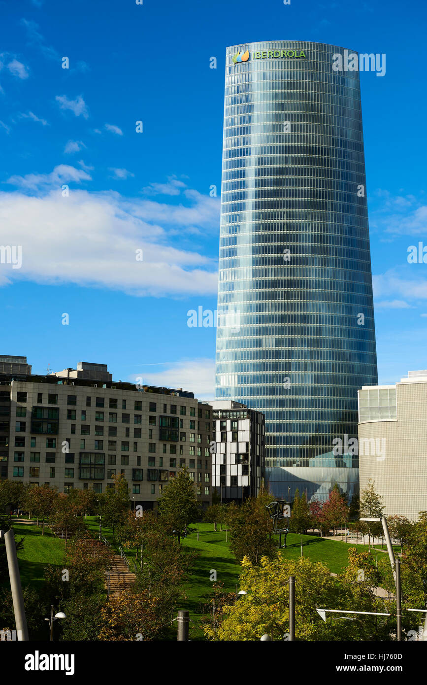 Iberdrola Tower, Bilbao, Biscaglia, Paese Basco, Euskadi, Euskal Herria, Spagna, Europa Foto Stock