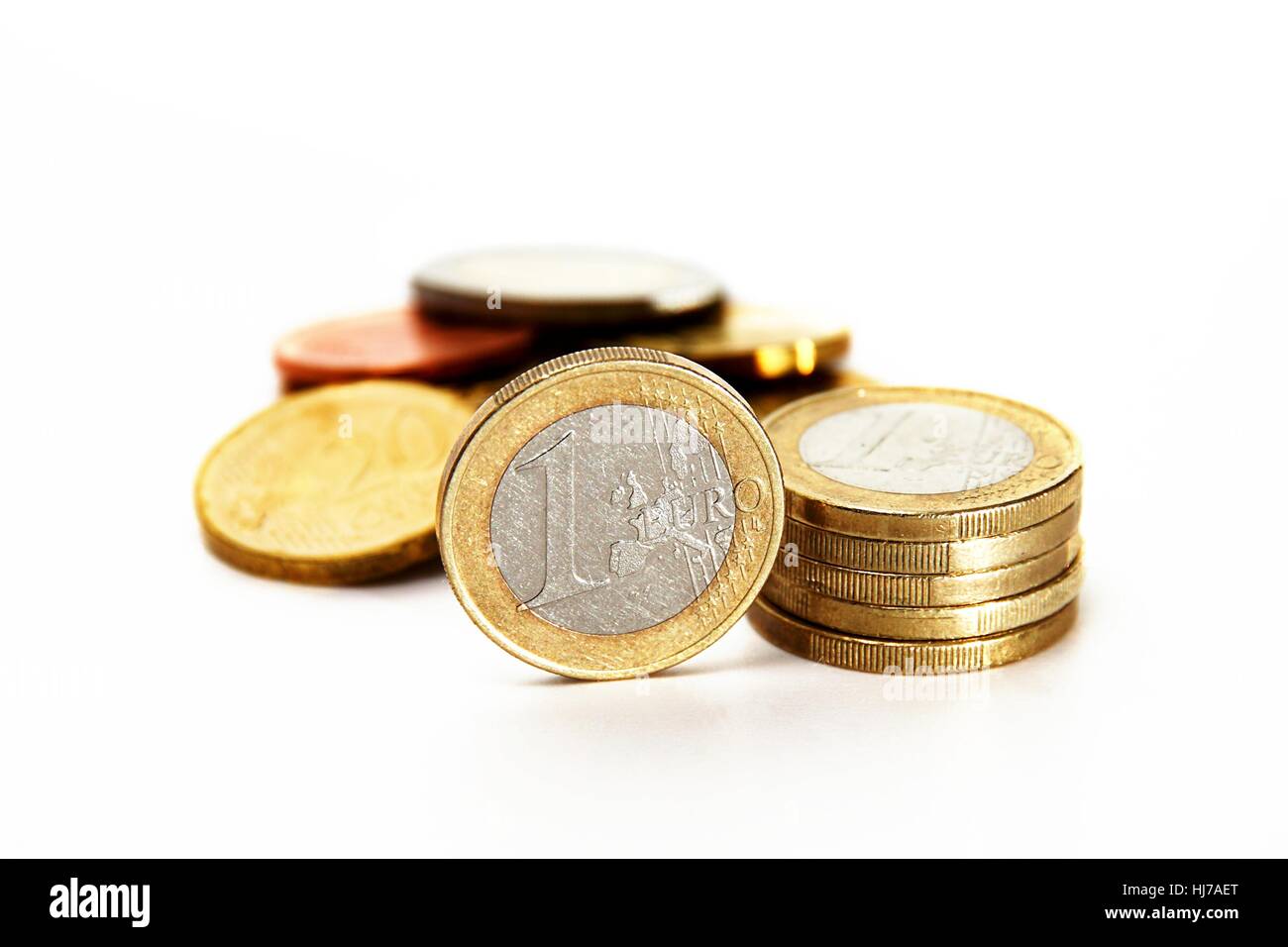 Euro, Coin, monete, UNA, CENTO, denaro contante a freddo, denaro in contanti, denaro, isolato, Foto Stock