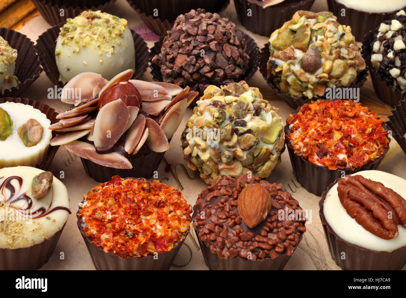 Immagine di sfondo di delizioso cioccolato artigianale texture Foto Stock