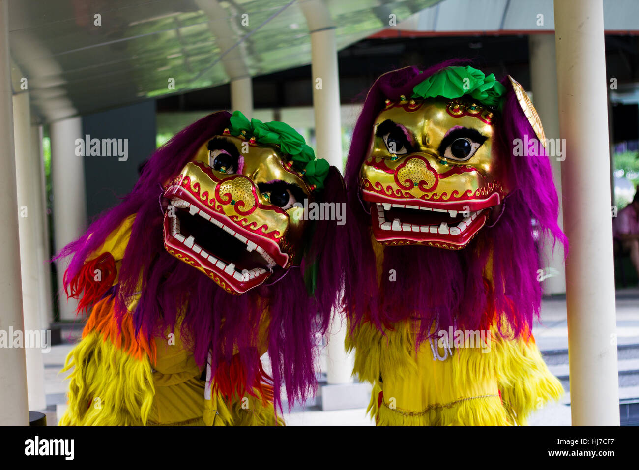 Nord cinese la danza del Leone, specacular dalla Malaysia Foto Stock