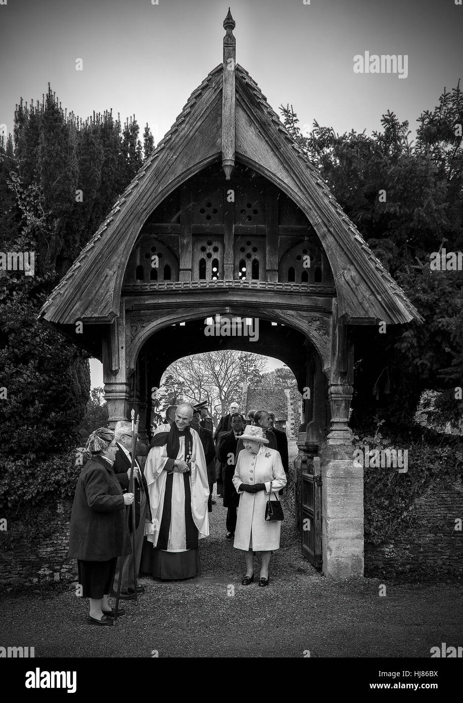 La regina Elisabetta II visita West Newton chiesa sulla tenuta Sandringham offre: la Regina Elisabetta II, il Principe Phillip dove: Kings Lynn, Regno Unito quando: 01 Feb 2015 Credit: Ward/WENN.com Foto Stock