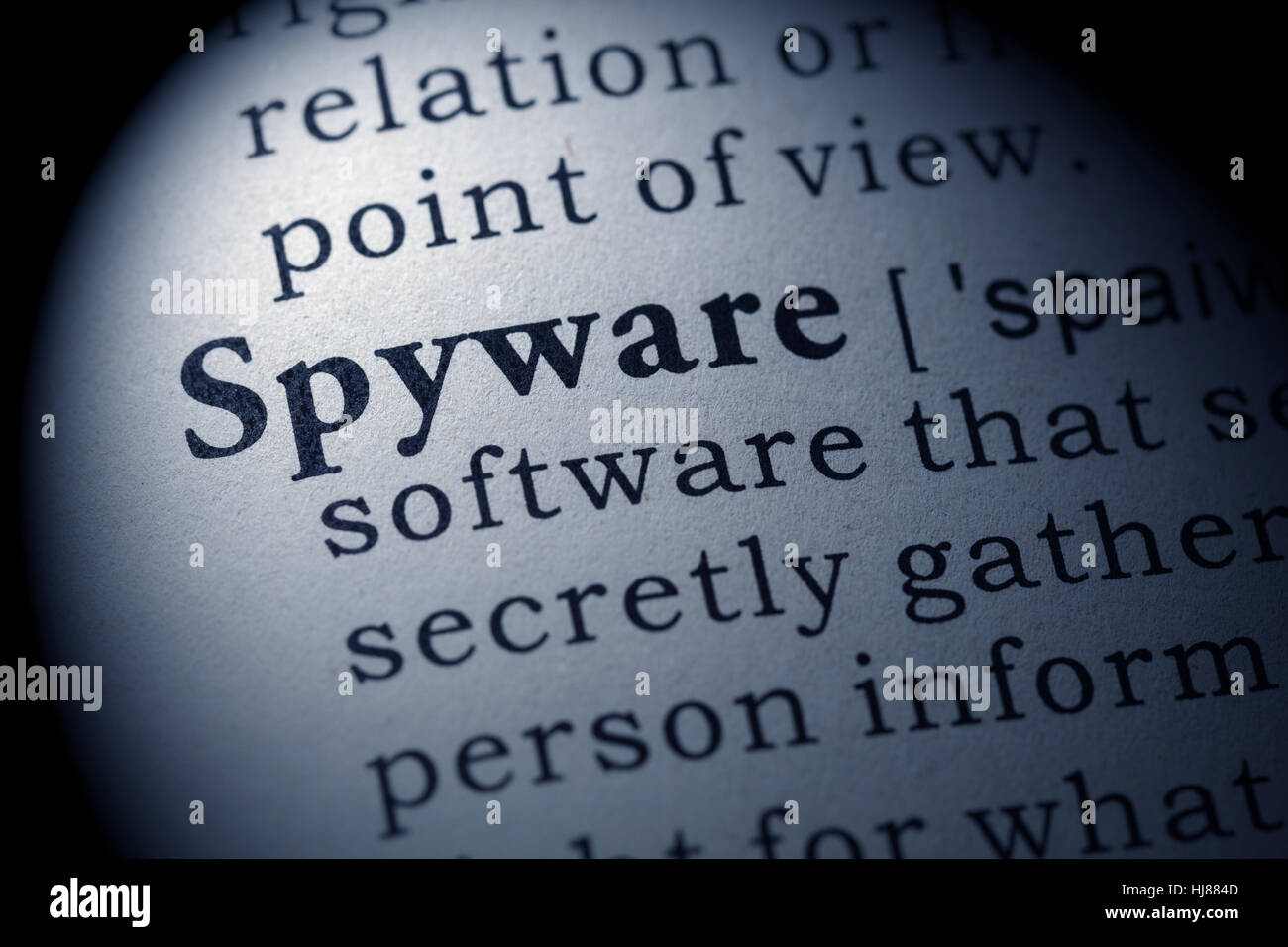 Fake Dizionario, definizione del dizionario della parola spyware. comprendente i principali parole descrittive. Foto Stock