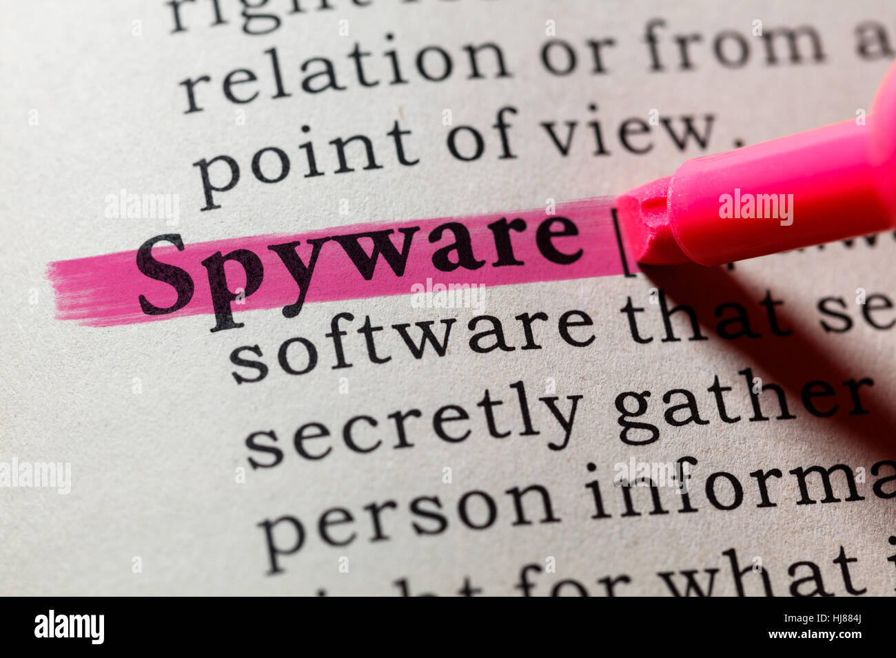 Fake Dizionario, definizione del dizionario della parola spyware. comprendente i principali parole descrittive. Foto Stock