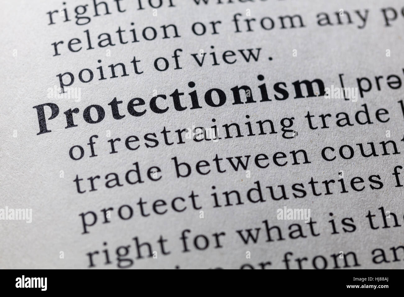 Fake Dizionario, definizione del dizionario della parola protezionismo. comprendente i principali parole descrittive. Foto Stock