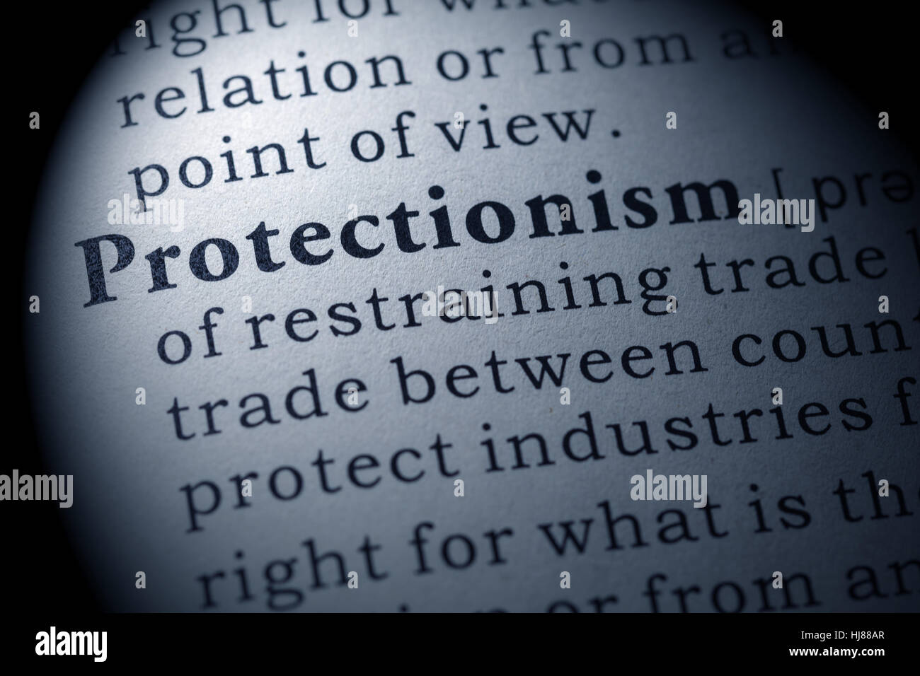 Fake Dizionario, definizione del dizionario della parola protezionismo. comprendente i principali parole descrittive. Foto Stock