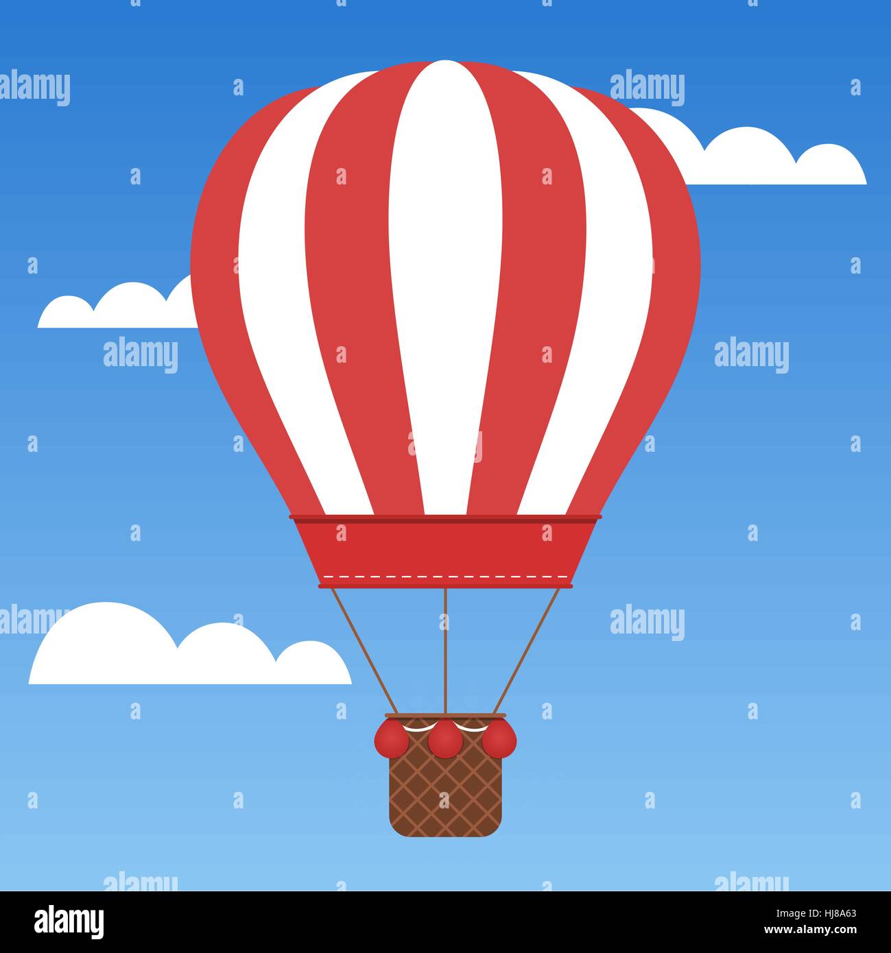 Bella rossa mongolfiera viaggiare intorno al mondo. Illustrazione Vettoriale