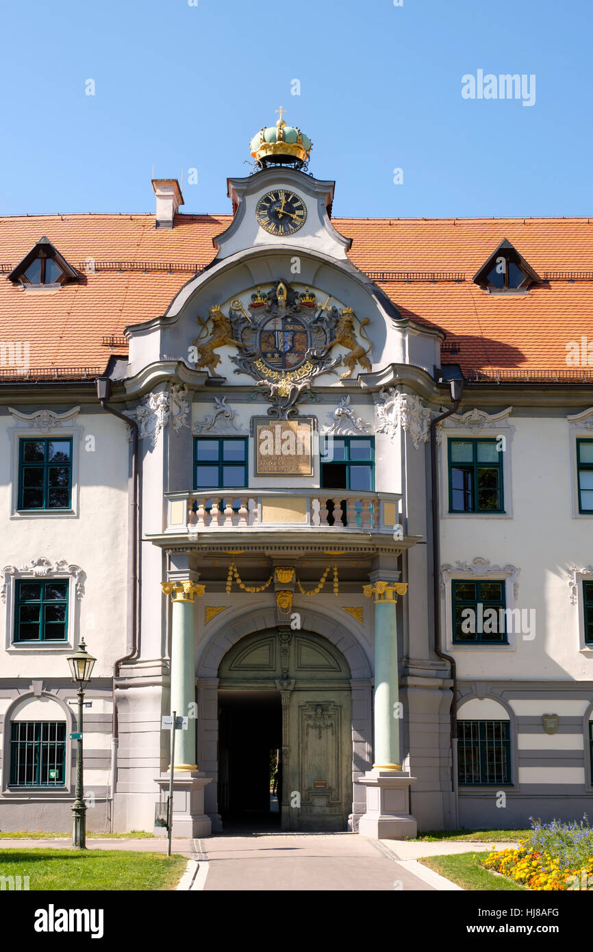 Portale ad est del Principe Vescovo la residenza presso il Fronhof, Governo di Svevia, Augsburg, Svevia, Baviera, Germania Foto Stock