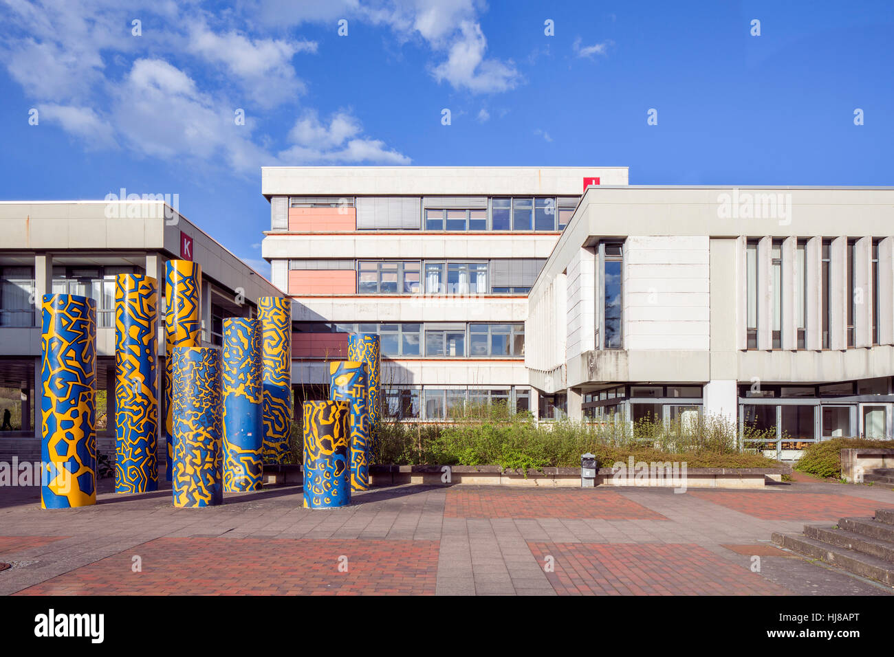 Il campus principale dell'università di Hildesheim, edificio K, music hall, media e costruire i, aula magna e costruzione di J, primario Foto Stock
