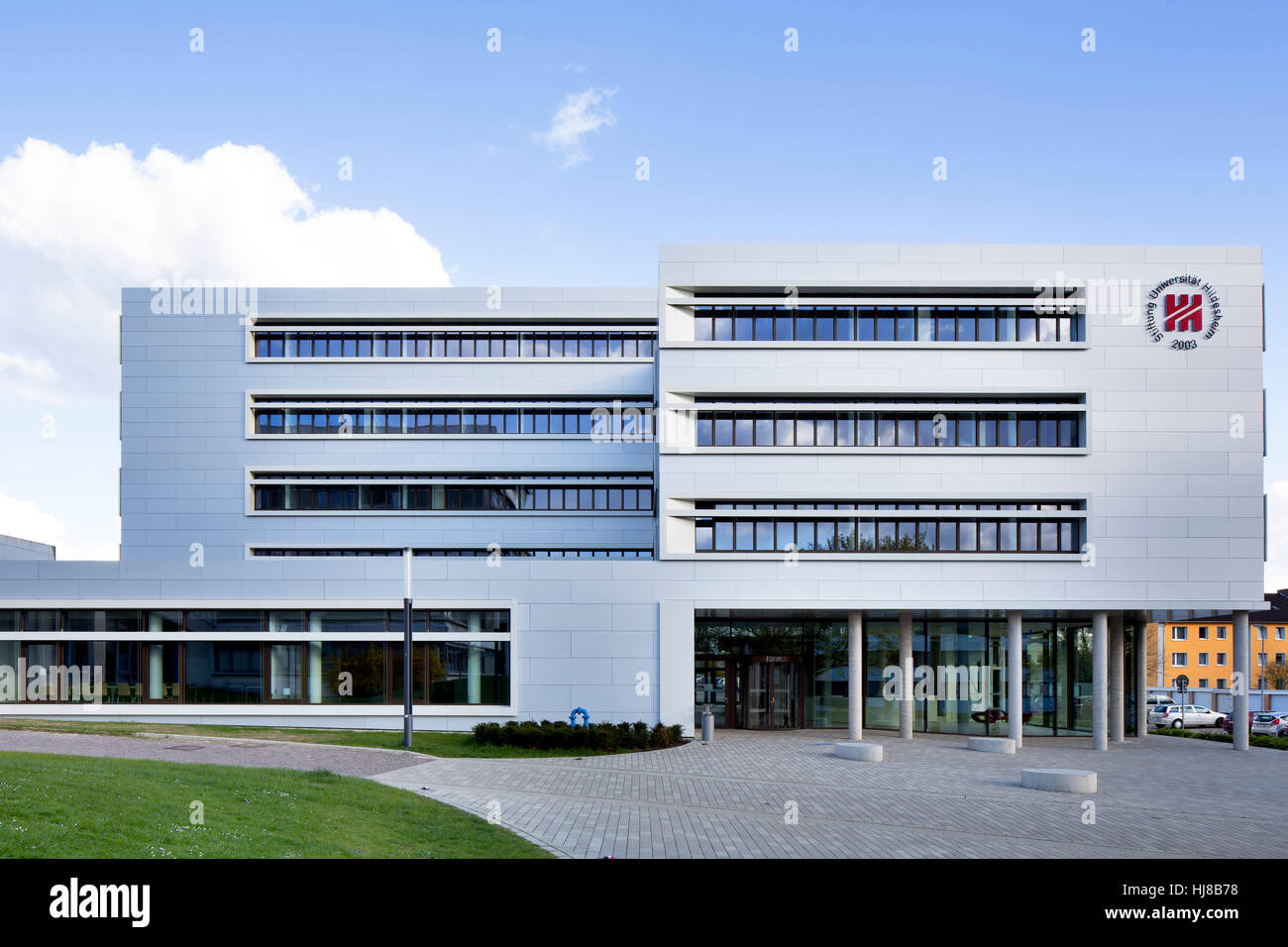 Il campus principale dell'università di Hildesheim, Edificio N, forum e aule universitarie, Marienburger Höhe, Hildesheim, Bassa Sassonia Foto Stock