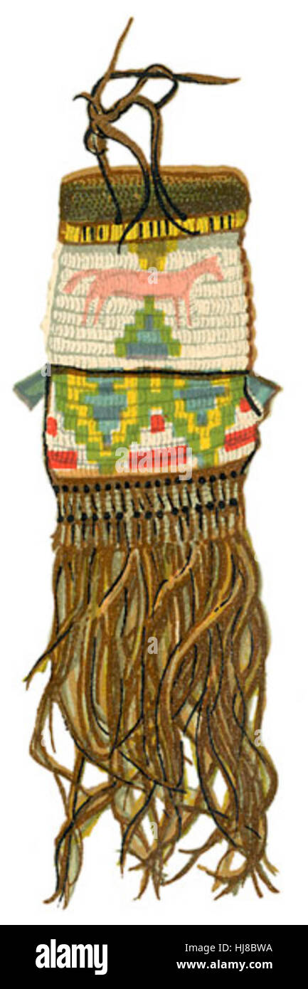 Nativi americani: BEADWORK bordato sacca di tabacco Foto Stock