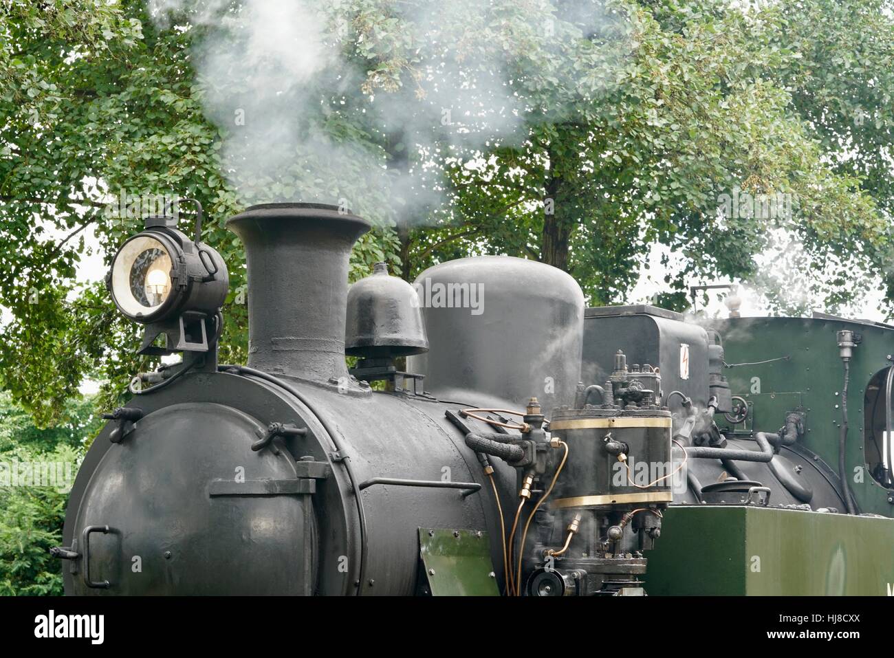 Storico nero-verde treno a vapore Foto Stock