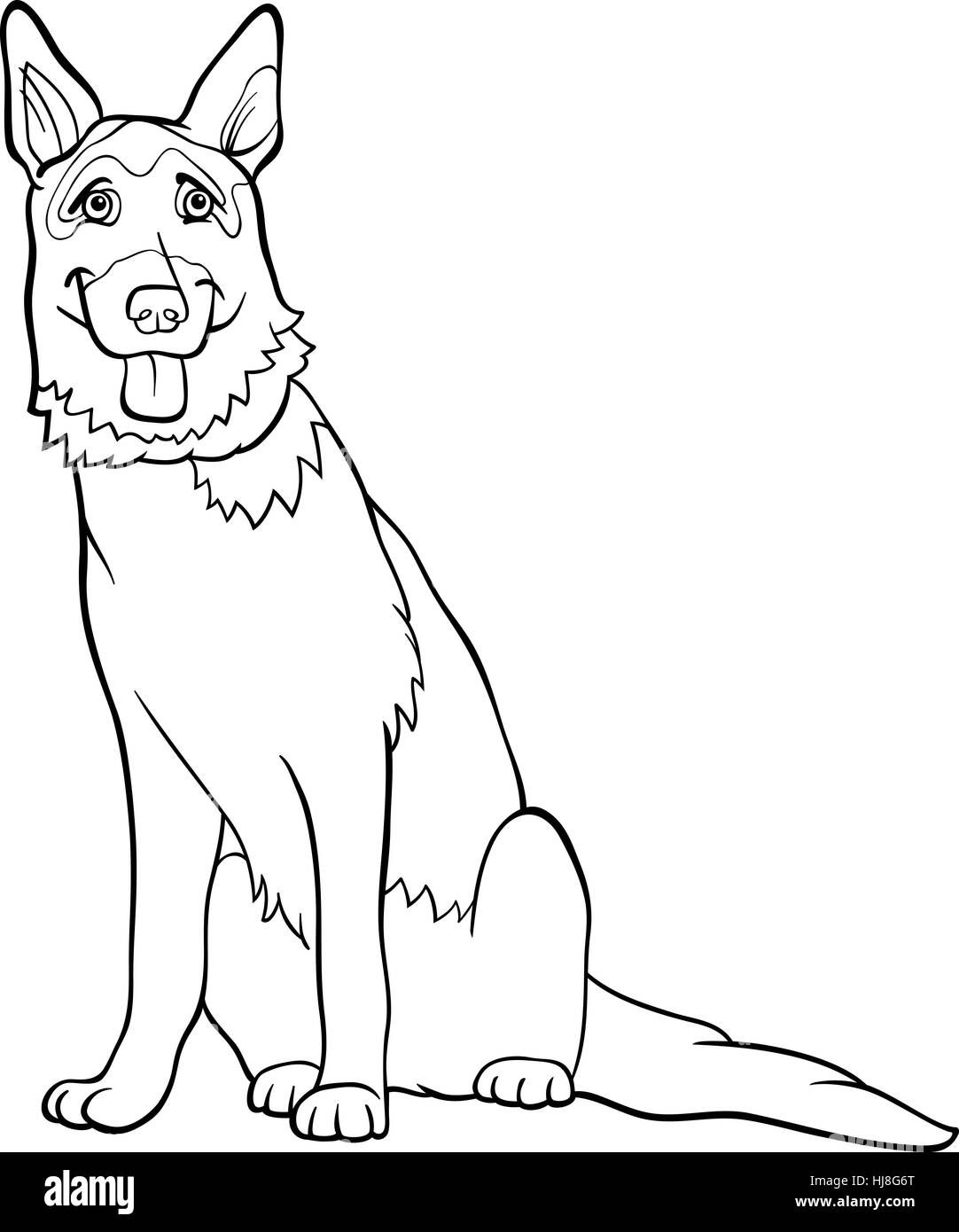 Bianco E Nero Cartoon Illustrazione Di Divertenti Pastore Tedesco Cani Di Razza Pura Per Il Libro Da Colorare Foto Stock Alamy