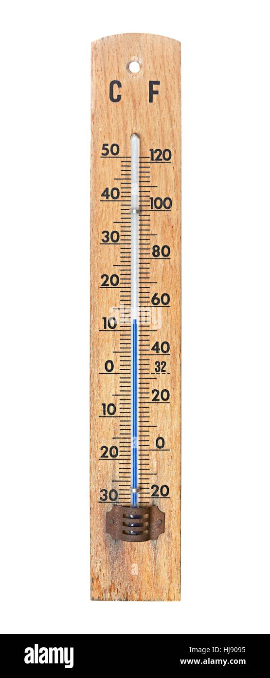 Misurata, sicuri, misurare la temperatura, legno, termometro, celsius, Foto Stock