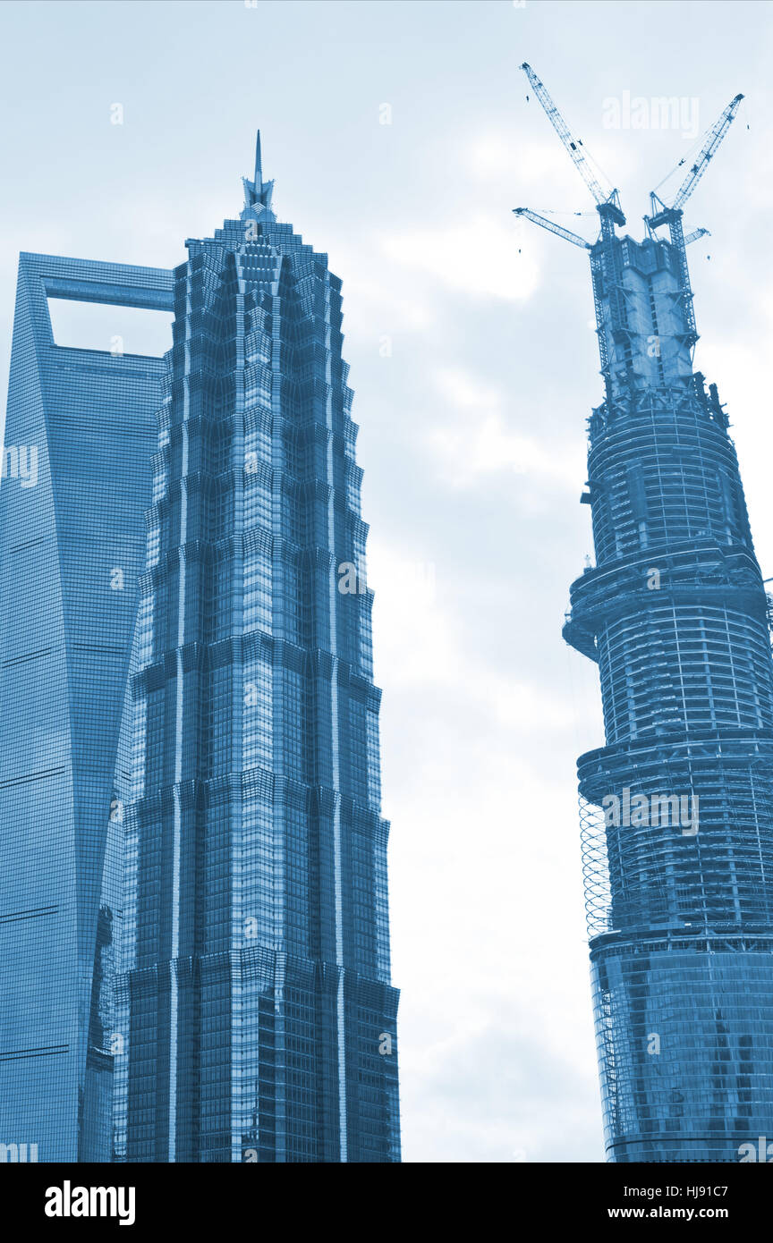 Città, Paese skycraper, Cina, blu, gli esseri umani e la tratta di esseri umani, persone, folk, Foto Stock