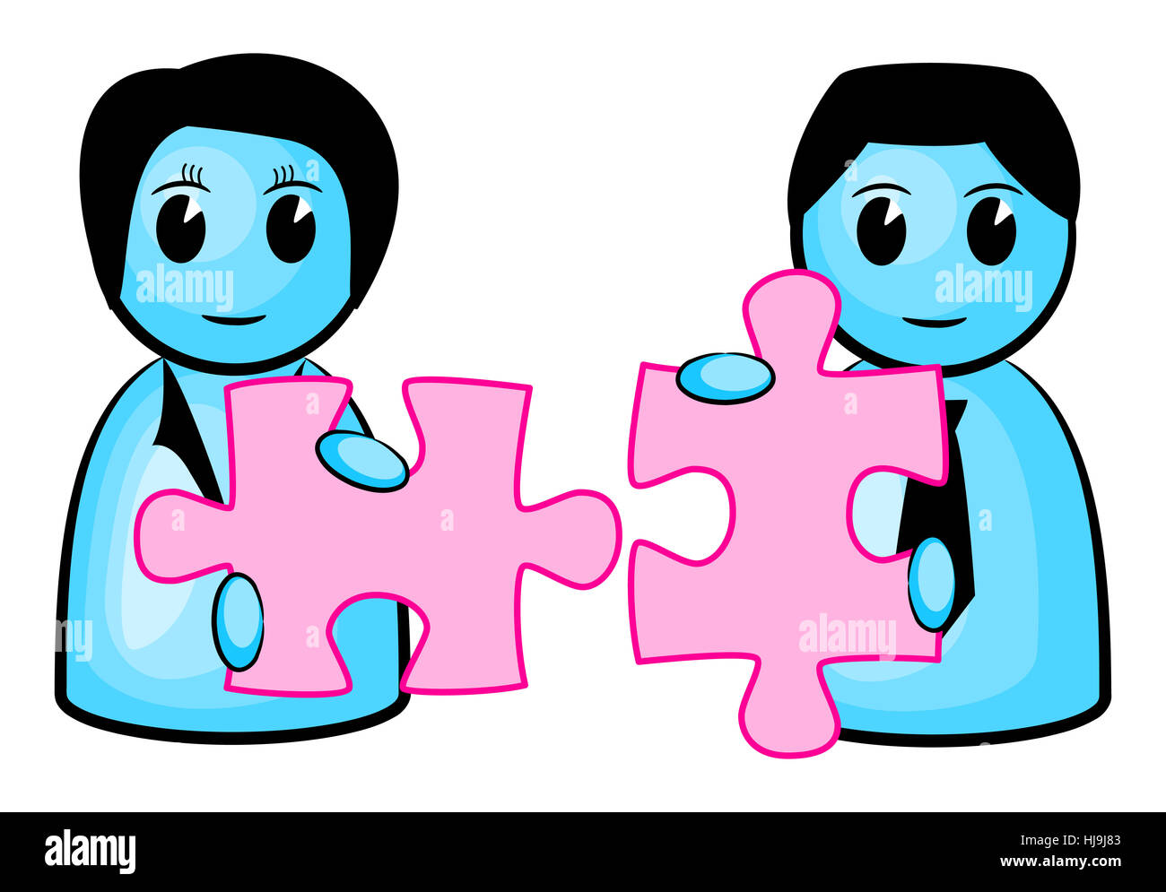 Il lavoro di squadra, modello, design, progetto concetto, pianificazione progetto Jigsaw, puzzle jigsaw Foto Stock