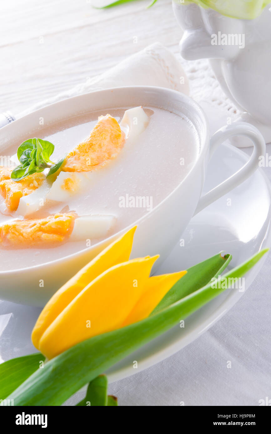 Pane, closeup, vuoto, europeo, caucasica, pasqua, piastra, vegetale, crema, Foto Stock