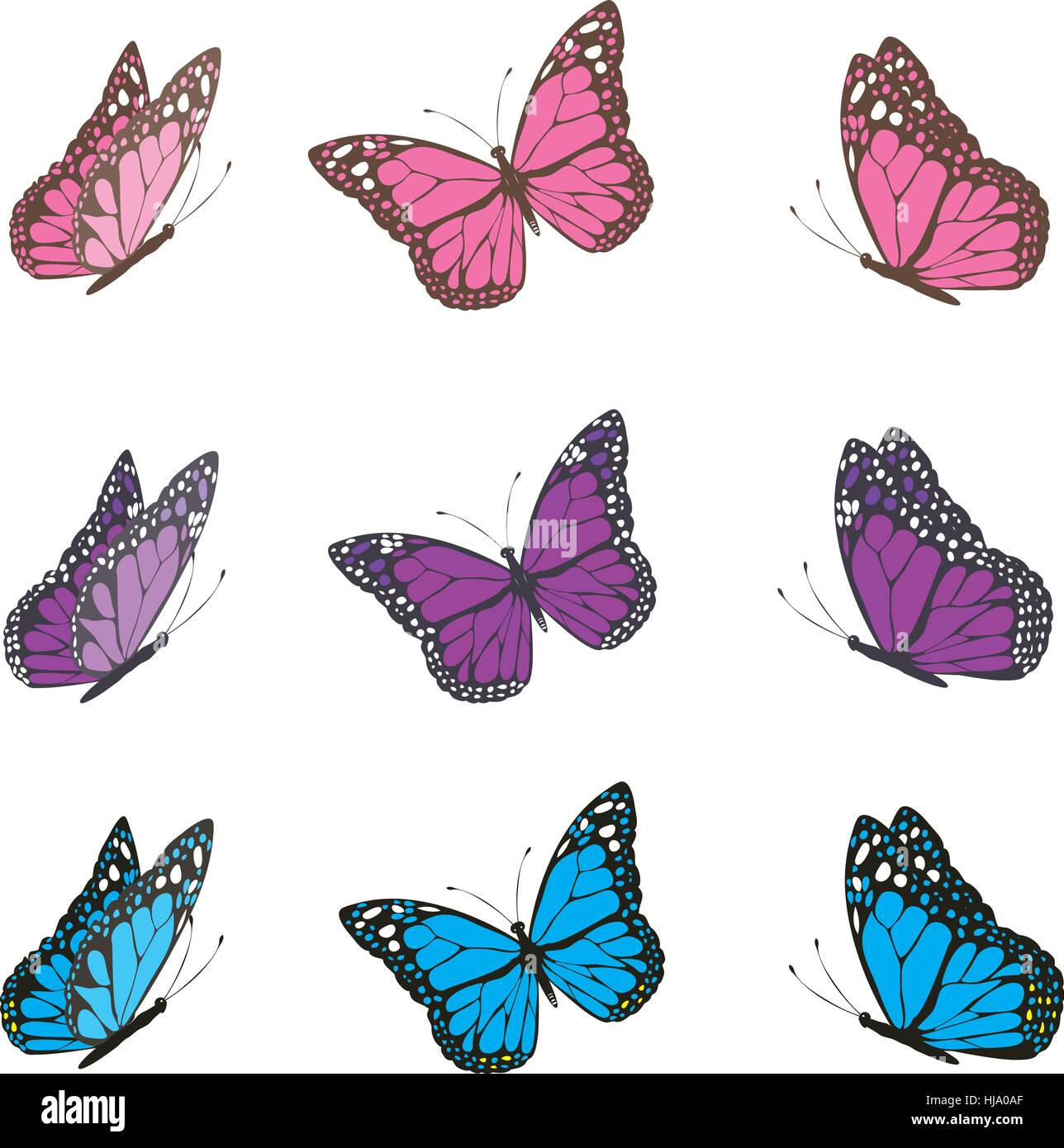 Illustrazione vettoriale di farfalle vintage Illustrazione Vettoriale
