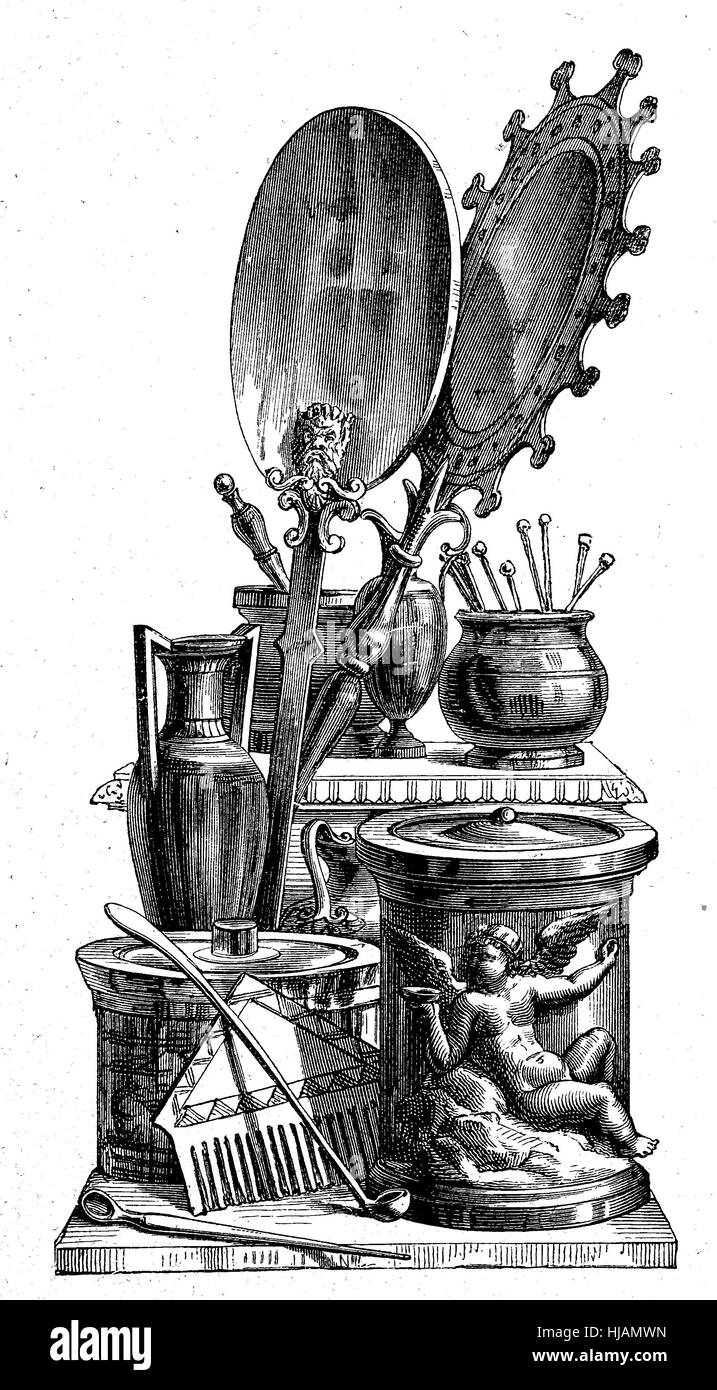 Servizi igienici attrezzature da Roma antica, articoli igienici, Italia, immagine storica o illustrazione a partire dall'anno 1894, digitale migliorata Foto Stock